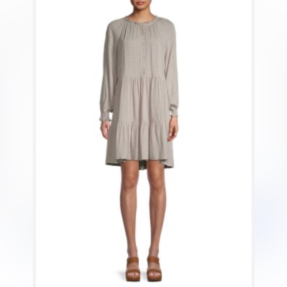 NWT LOVESTITCH Tonal Plaid Ruffle Dress size large tiered prairie core beachy